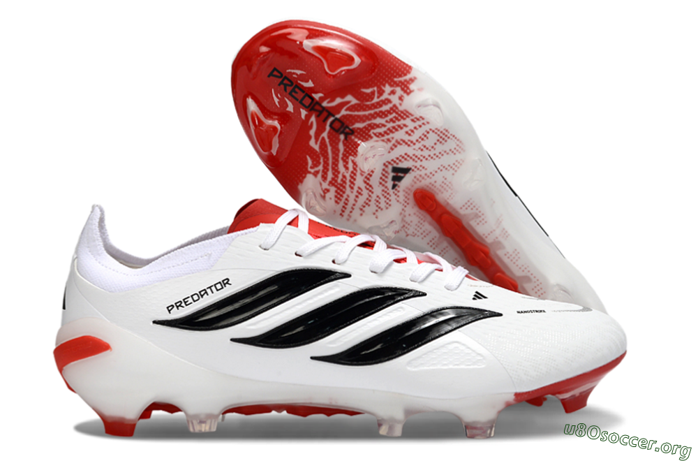 Adidas Predator 26 Elite FG Football Boots - White/Crimson/Black 2