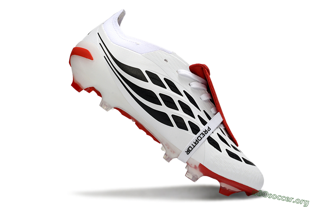 Adidas Predator 26 Elite Fold-Over Tongue FG Football Boots - White/Red Accent/Black Details 4