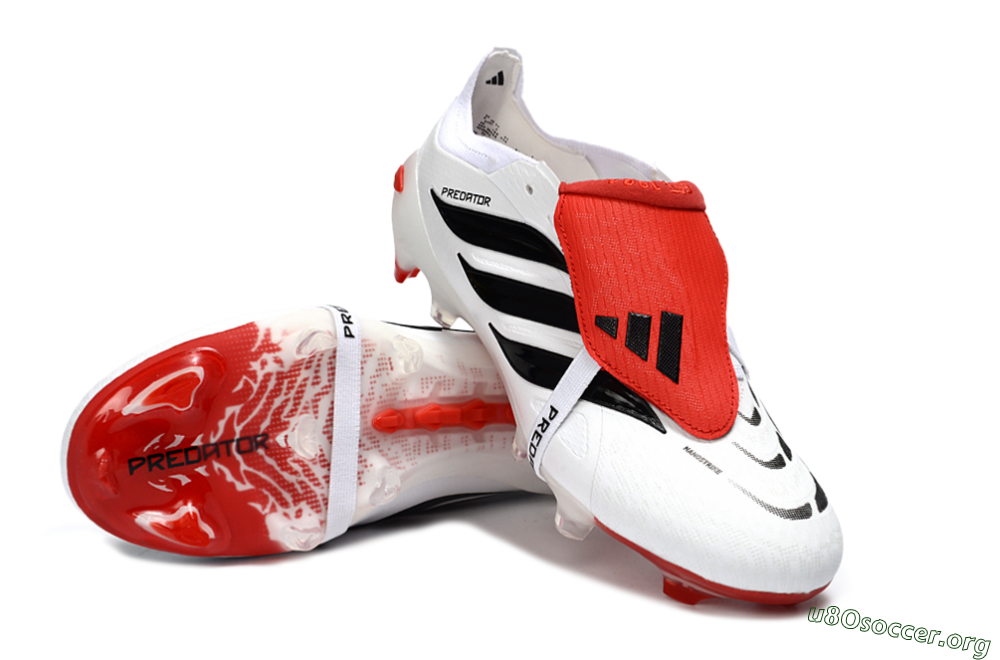 Adidas Predator 26 Elite Fold-Over Tongue FG Football Boots - White/Red Accent/Black Details 0