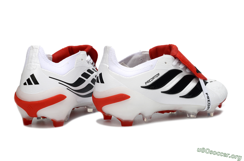 Adidas Predator 26 Elite Fold-Over Tongue FG Football Boots - White/Red Accent/Black Details 6