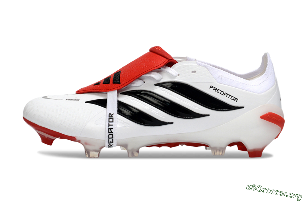 Adidas Predator 26 Elite Fold-Over Tongue FG Football Boots - White/Red Accent/Black Details 3