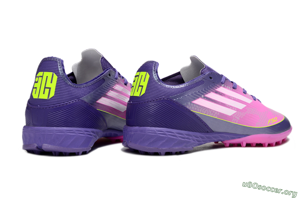 Adidas F50 Pro TF Football Shoes - Purple/Bright Pink/Neon Yellow 7