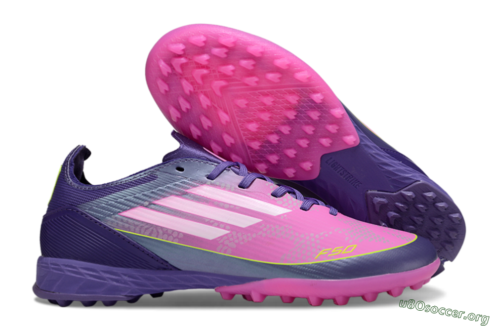 Adidas F50 Pro TF Football Shoes - Purple/Bright Pink/Neon Yellow 2