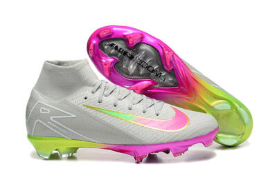 Nike Air Zoom Mercurial Superfly 10 Elite FG Football Boots - Gray/Neon Pink/Neon Green