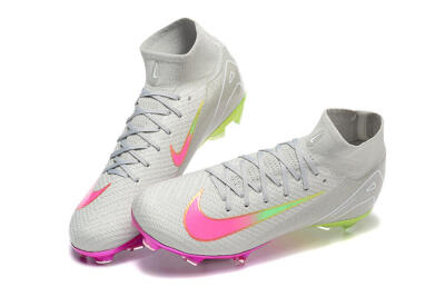 Nike Air Zoom Mercurial Superfly 10 Elite FG Football Boots - Gray/Neon Pink/Neon Green