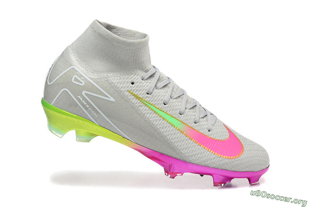 Nike Air Zoom Mercurial Superfly 10 Elite FG Football Boots - Gray/Neon Pink/Neon Green 4