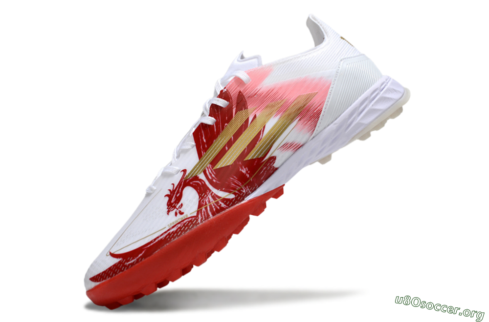 Adidas F50 Pro TF Football Shoes - White/Scarlet Red/Gold 5