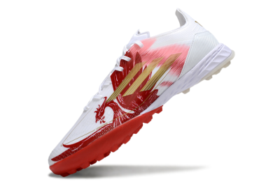 Adidas F50 Pro TF Football Shoes - White/Scarlet Red/Gold
