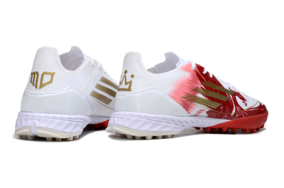 Adidas F50 Pro TF Football Shoes - White/Scarlet Red/Gold