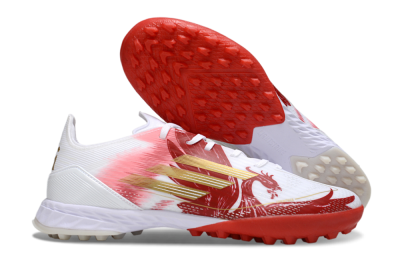 Adidas F50 Pro TF Football Shoes - White/Scarlet Red/Gold