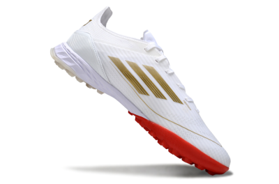 Adidas F50 Pro TF Football Shoes - White/Scarlet Red/Gold