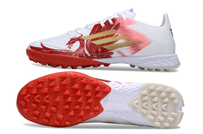 Adidas F50 Pro TF Football Shoes - White/Scarlet Red/Gold