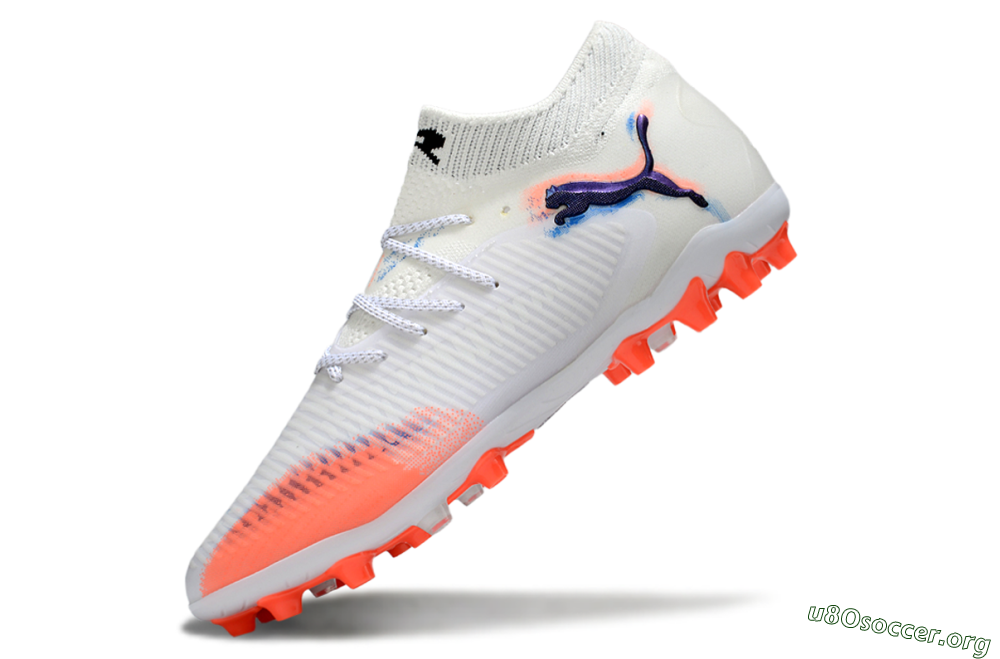 Puma Future 8 Ultimate MG Football Boots - White/Coral Blaze/Black 5