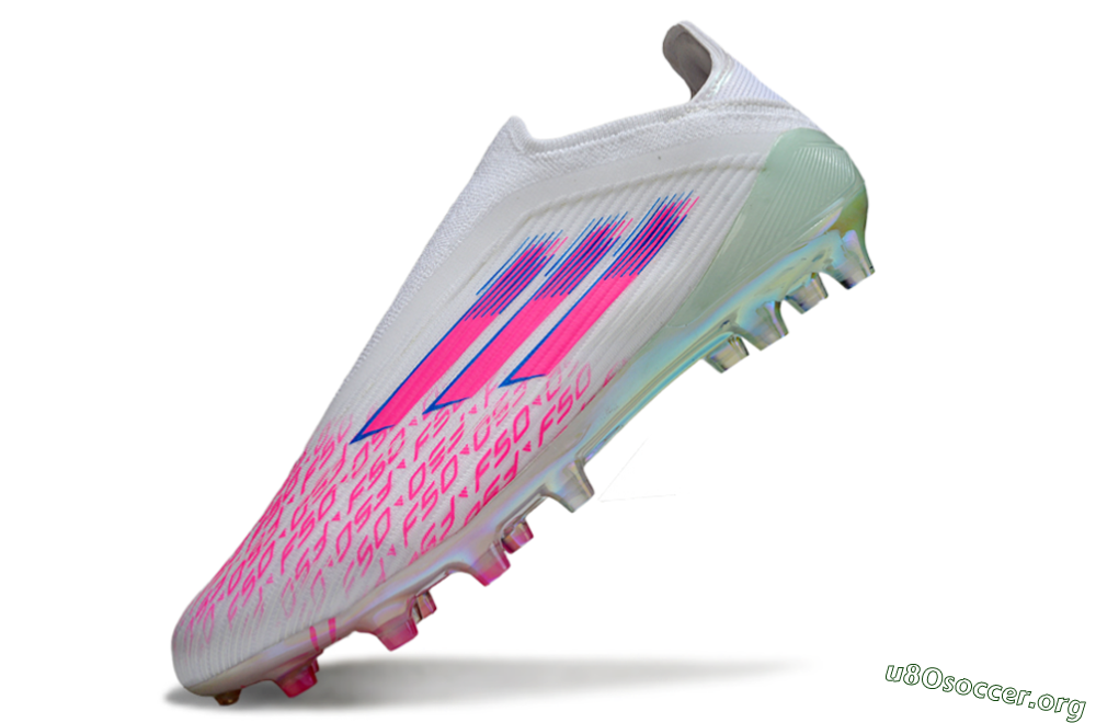 Adidas F50 Elite Laceless FG Football Boots - White/Pink Glow / Iridescent Finish 6