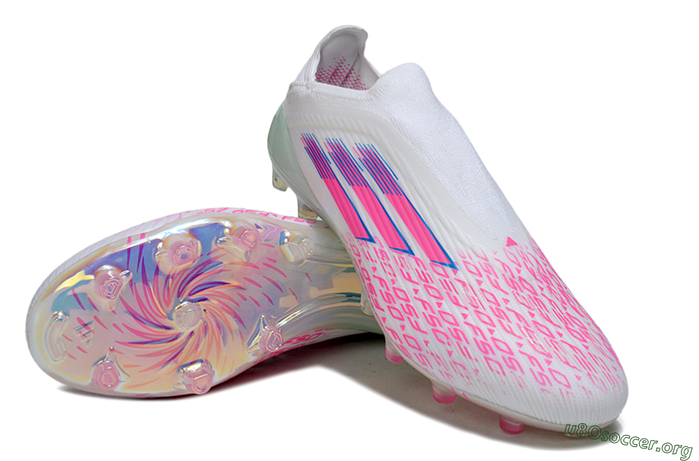 Adidas F50 Elite Laceless FG Football Boots - White/Pink Glow / Iridescent Finish 4