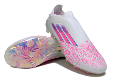 Adidas F50 Elite Laceless FG Football Boots - White/Pink Glow / Iridescent Finish