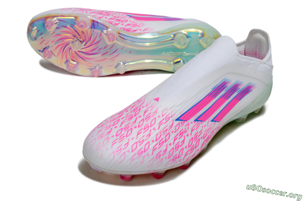 Adidas F50 Elite Laceless FG Football Boots - White/Pink Glow / Iridescent Finish 0