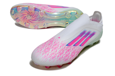 Adidas F50 Elite Laceless FG Football Boots - White/Pink Glow / Iridescent Finish