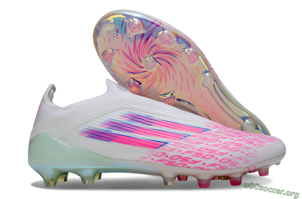 Adidas F50 Elite Laceless FG Football Boots - White/Pink Glow / Iridescent Finish 2