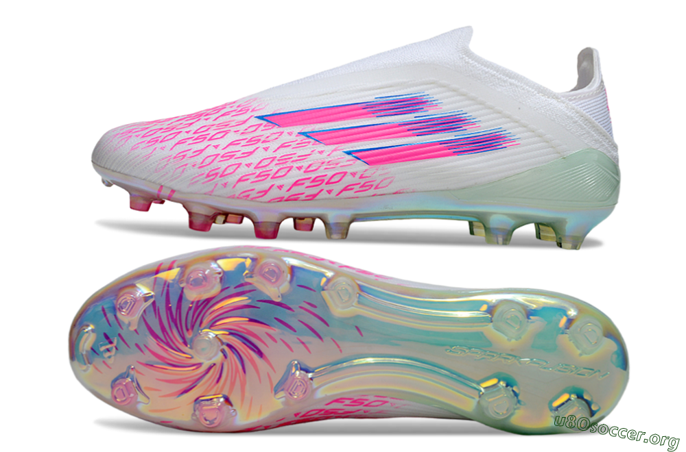 Adidas F50 Elite Laceless FG Football Boots - White/Pink Glow / Iridescent Finish 1