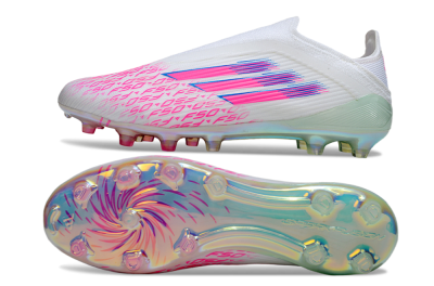 Adidas F50 Elite Laceless FG Football Boots - White/Pink Glow / Iridescent Finish