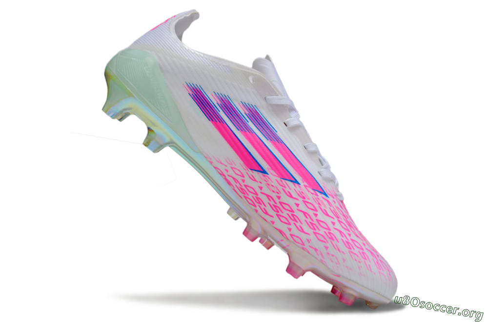 Adidas F50 Elite FG Football Boots - White/Neon Pink/Iridescent Blue 4