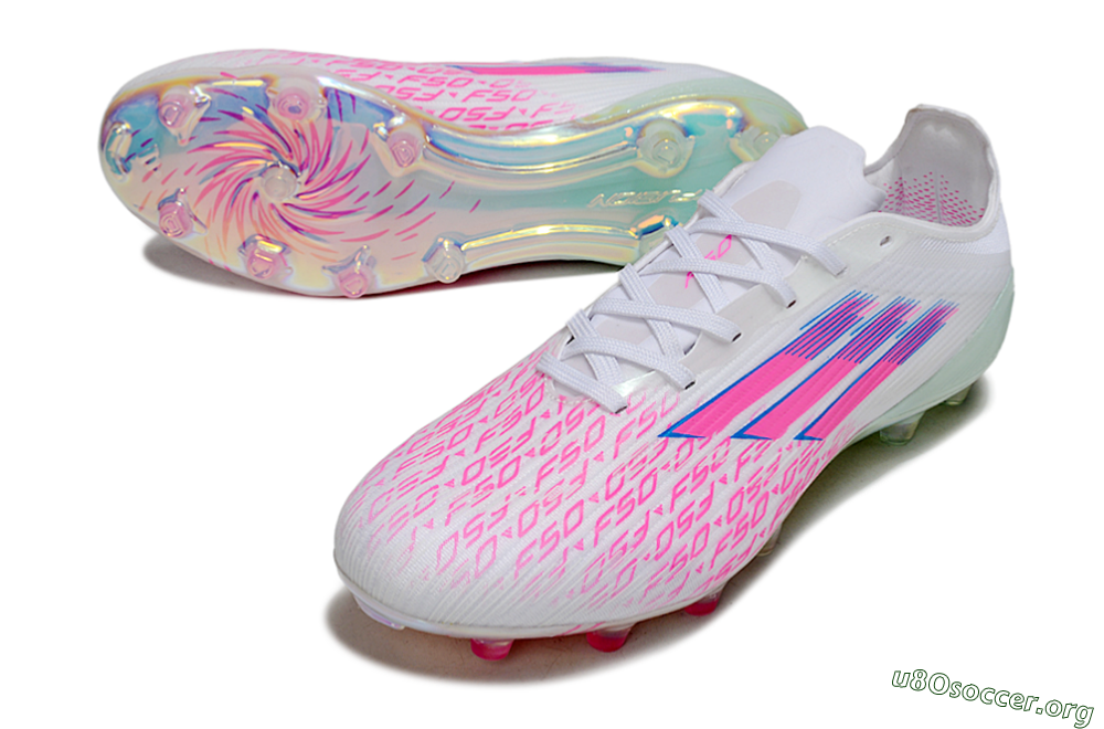 Adidas F50 Elite FG Football Boots - White/Neon Pink/Iridescent Blue 3
