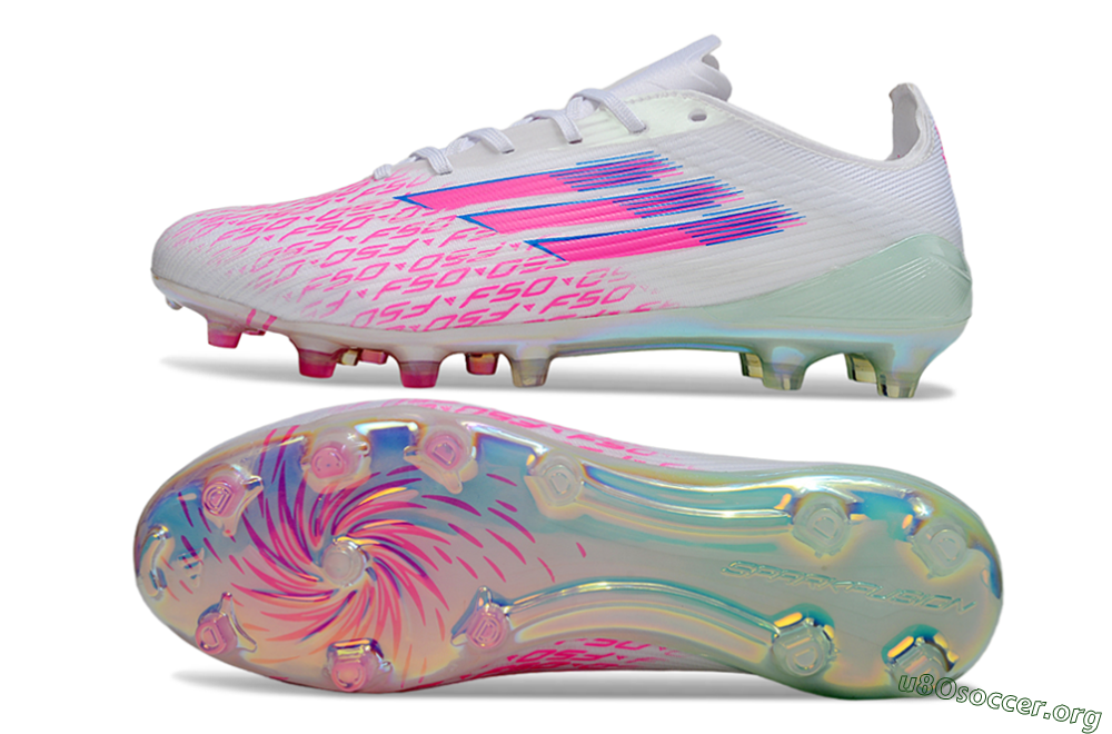 Adidas F50 Elite FG Football Boots - White/Neon Pink/Iridescent Blue 1