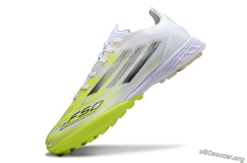 Adidas F50 Pro TF Football Shoes - White/Electric Yellow/Phantom Grey 5