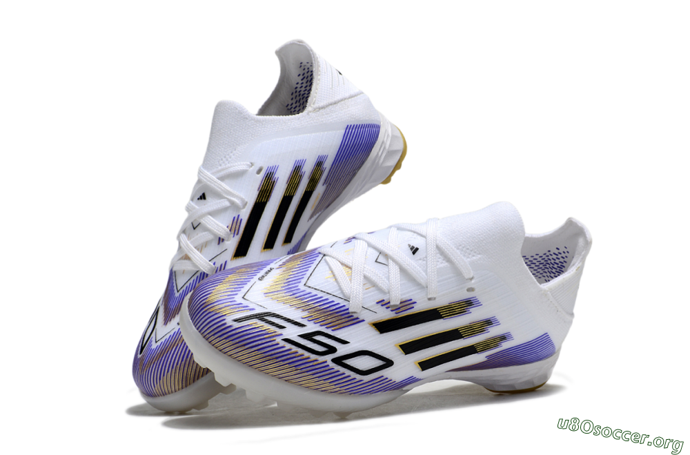 Adidas F50 Elite TF Football Shoes - White/Purple Dream/Gold Rush 3