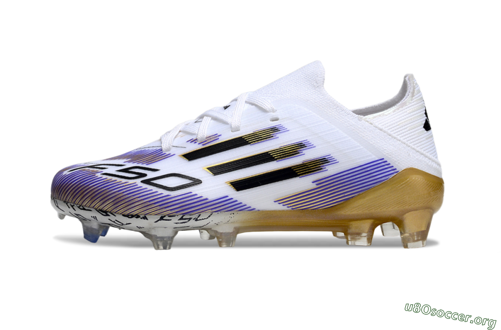 Adidas F50 Elite FG Football Boots - White/Violet Fade/Gold Accents 3