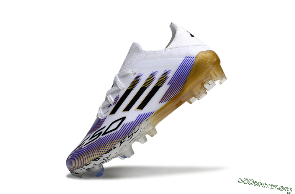 Adidas F50 Elite FG Football Boots - White/Violet Fade/Gold Accents 5