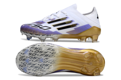Adidas F50 Elite FG Football Boots - White/Violet Fade/Gold Accents