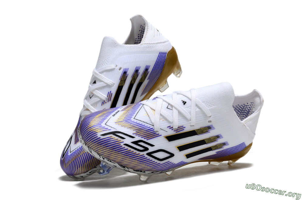 Adidas F50 Elite FG Football Boots - White/Violet Fade/Gold Accents 0