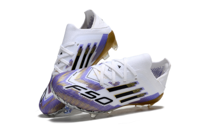 Adidas F50 Elite FG Football Boots - White/Violet Fade/Gold Accents