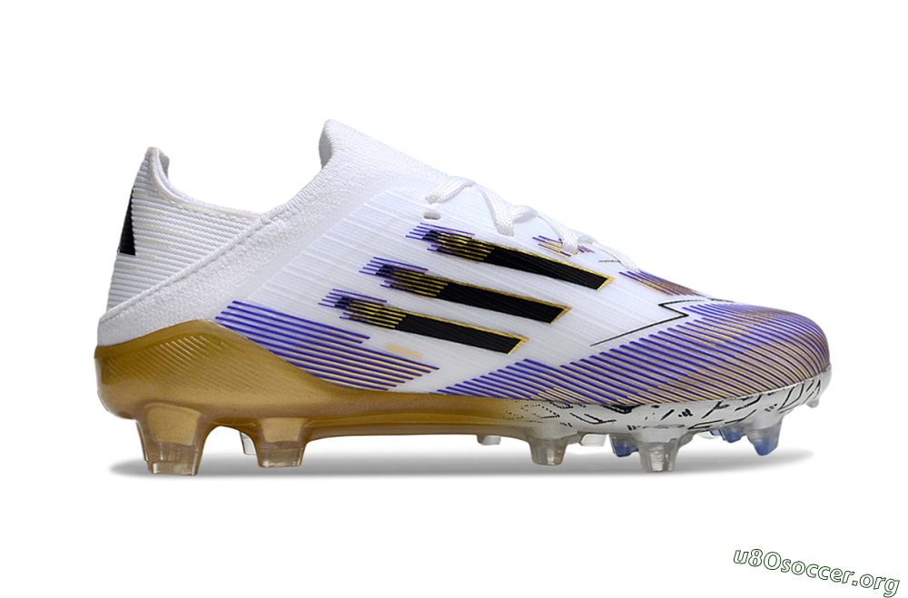 Adidas F50 Elite FG Football Boots - White/Violet Fade/Gold Accents 6