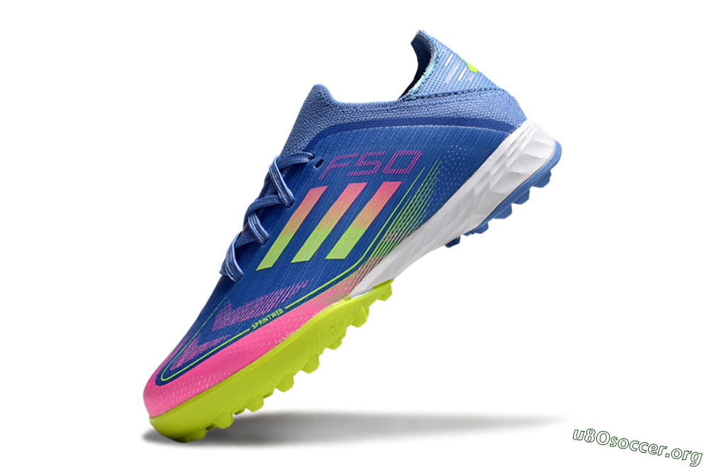 Adidas F50 Elite TF Football Shoes - Blue/Neon Green/Fuchsia Pink 4