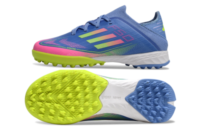 Adidas F50 Elite TF Football Shoes - Blue/Neon Green/Fuchsia Pink