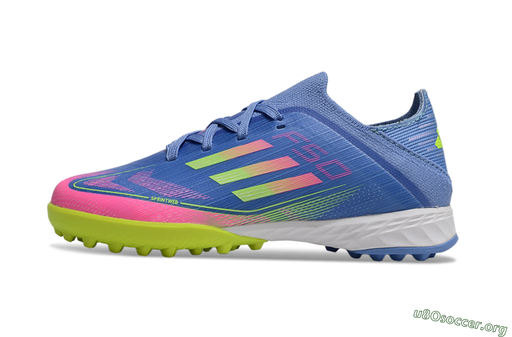Adidas F50 Elite TF Football Shoes - Blue/Neon Green/Fuchsia Pink 2