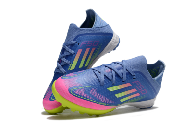 Adidas F50 Elite TF Football Shoes - Blue/Neon Green/Fuchsia Pink