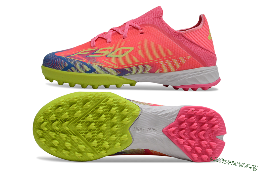 Adidas F50 Elite TF Football Shoes - Pink/Neon Green/Blue Gradient 1