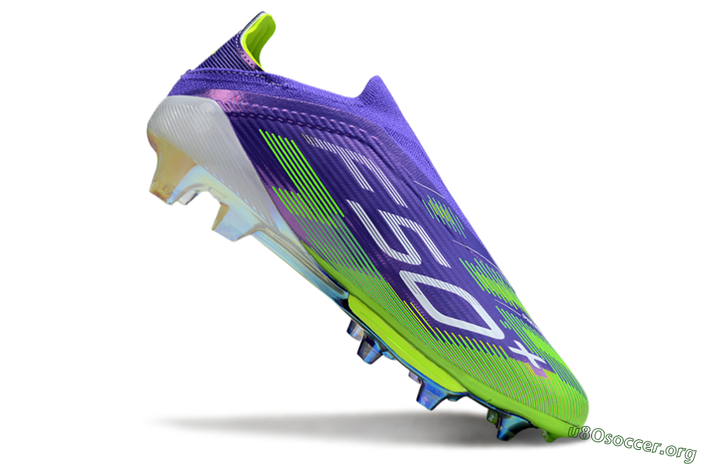 Adidas F50+ Elite Lightstrike Pro Laceless FG Football Boots - Violet/Lime Burst/Deep Purple 5