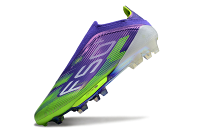 Adidas F50+ Elite Lightstrike Pro Laceless FG Football Boots - Violet/Lime Burst/Deep Purple