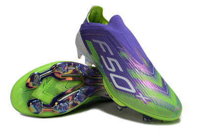 Adidas F50+ Elite Lightstrike Pro Laceless FG Football Boots - Violet/Lime Burst/Deep Purple
