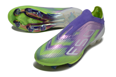 Adidas F50+ Elite Lightstrike Pro Laceless FG Football Boots - Violet/Lime Burst/Deep Purple