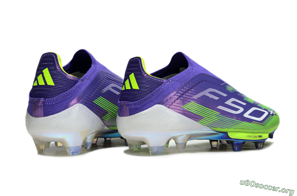 Adidas F50+ Elite Lightstrike Pro Laceless FG Football Boots - Violet/Lime Burst/Deep Purple 7