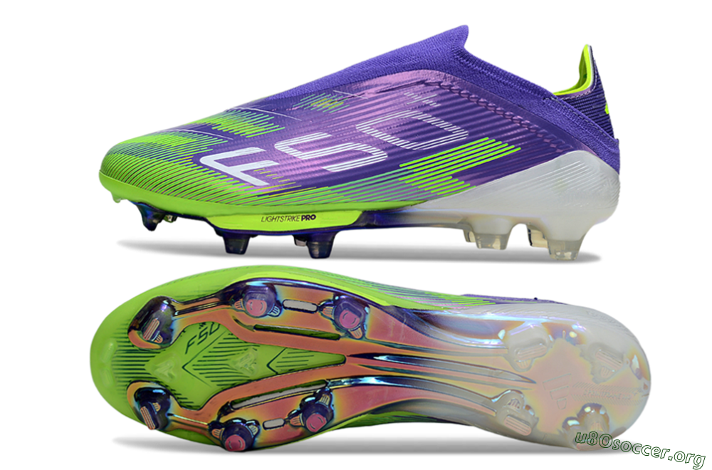 Adidas F50+ Elite Lightstrike Pro Laceless FG Football Boots - Violet/Lime Burst/Deep Purple 1