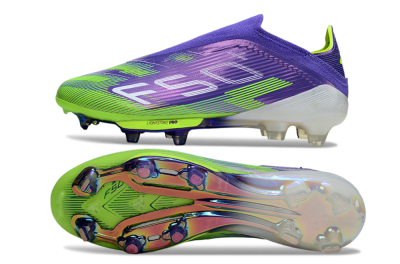 Adidas F50+ Elite Lightstrike Pro Laceless FG Football Boots - Violet/Lime Burst/Deep Purple