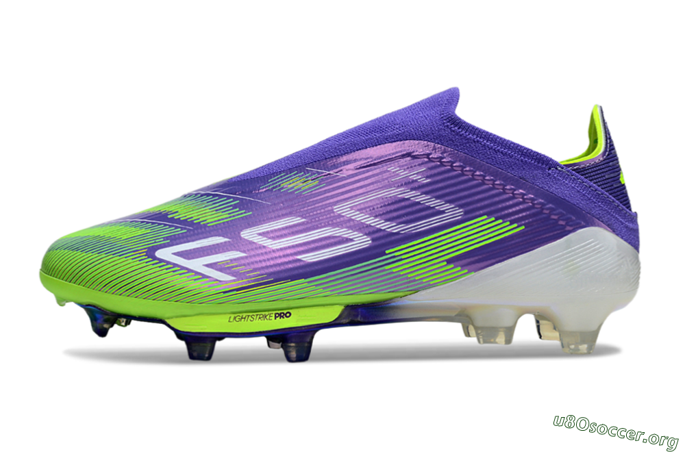 Adidas F50+ Elite Lightstrike Pro Laceless FG Football Boots - Violet/Lime Burst/Deep Purple 3