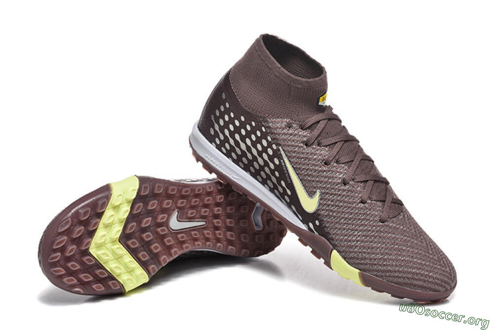 Nike Air Zoom Mercurial Superfly 10 Elite TF Football Shoes - Brown/Lime Green/Gray 4